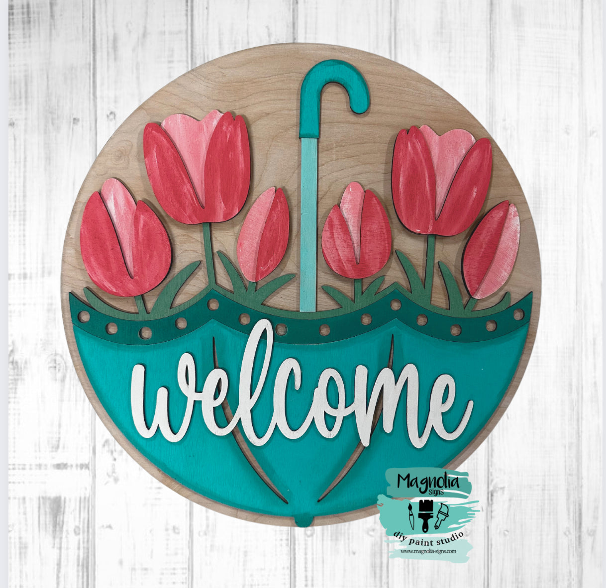Welcome Tulips Umbrella Doorhanger