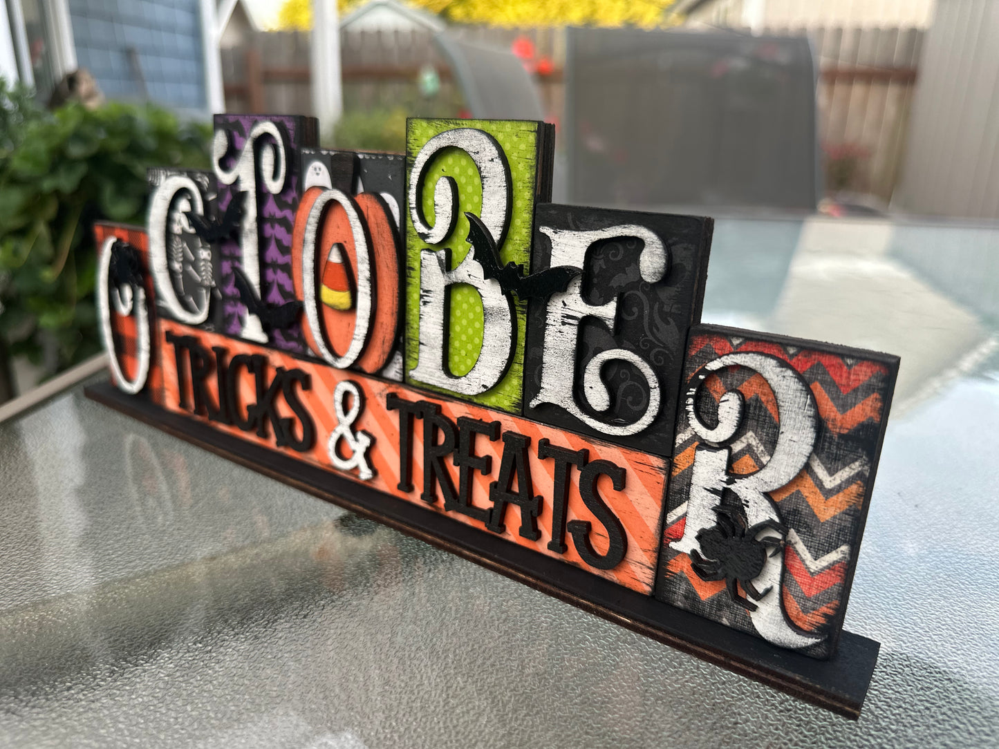 Double Sided Pumpkin/October Shelf Sitter