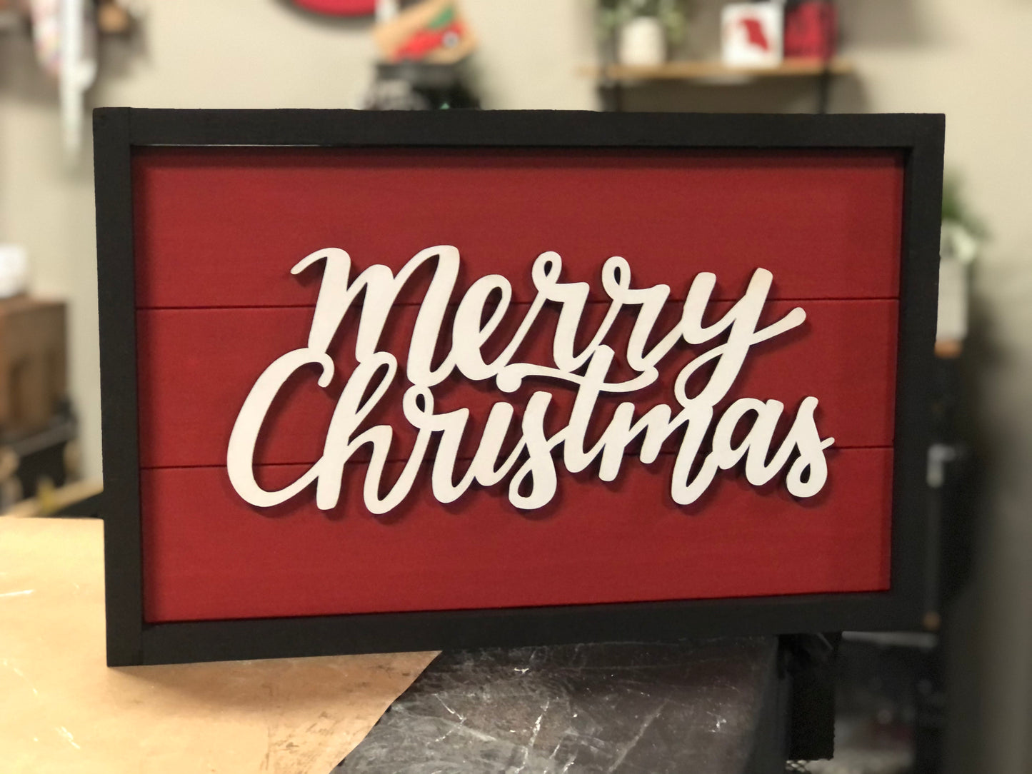 3D Merry Christmas Sign with Frame