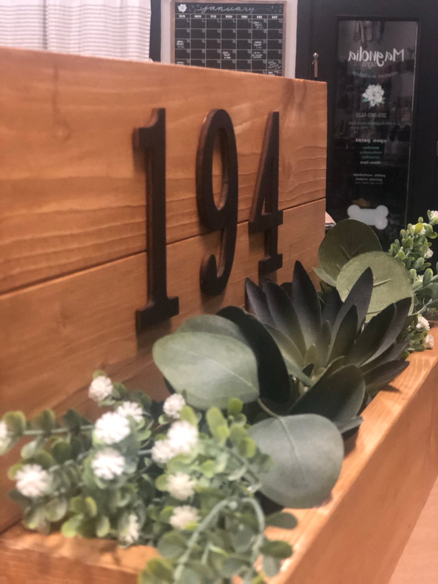 House Numbers with planter box