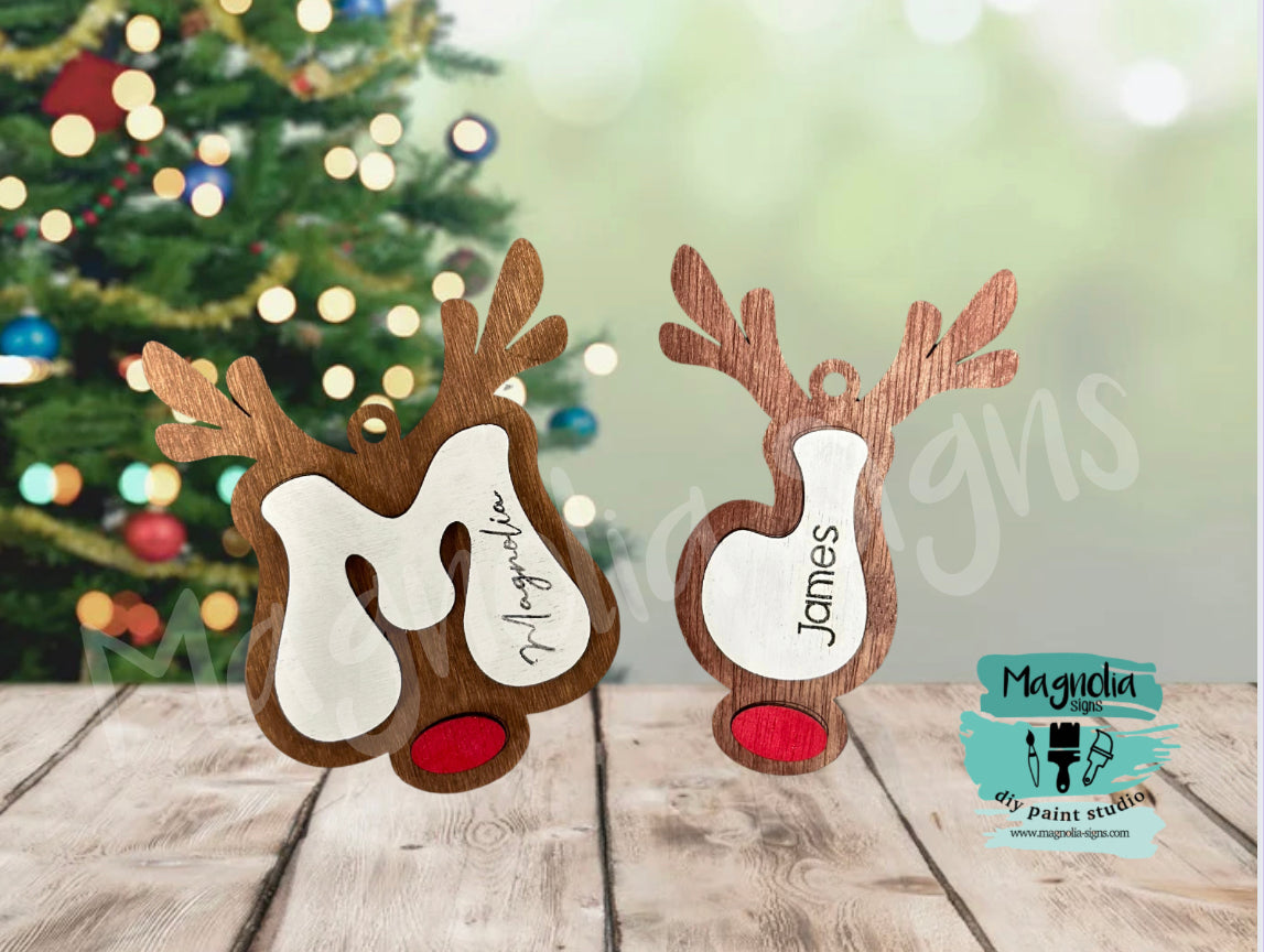 Personalized Retro Reindeer Initial Ornaments