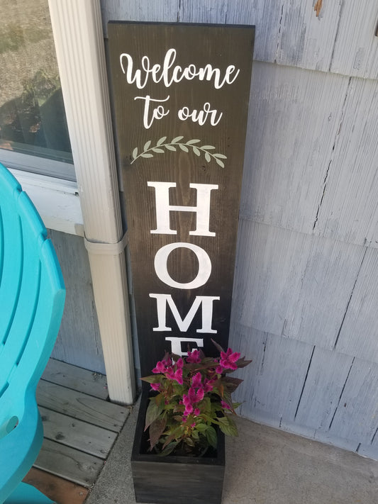Porch sign with planter box