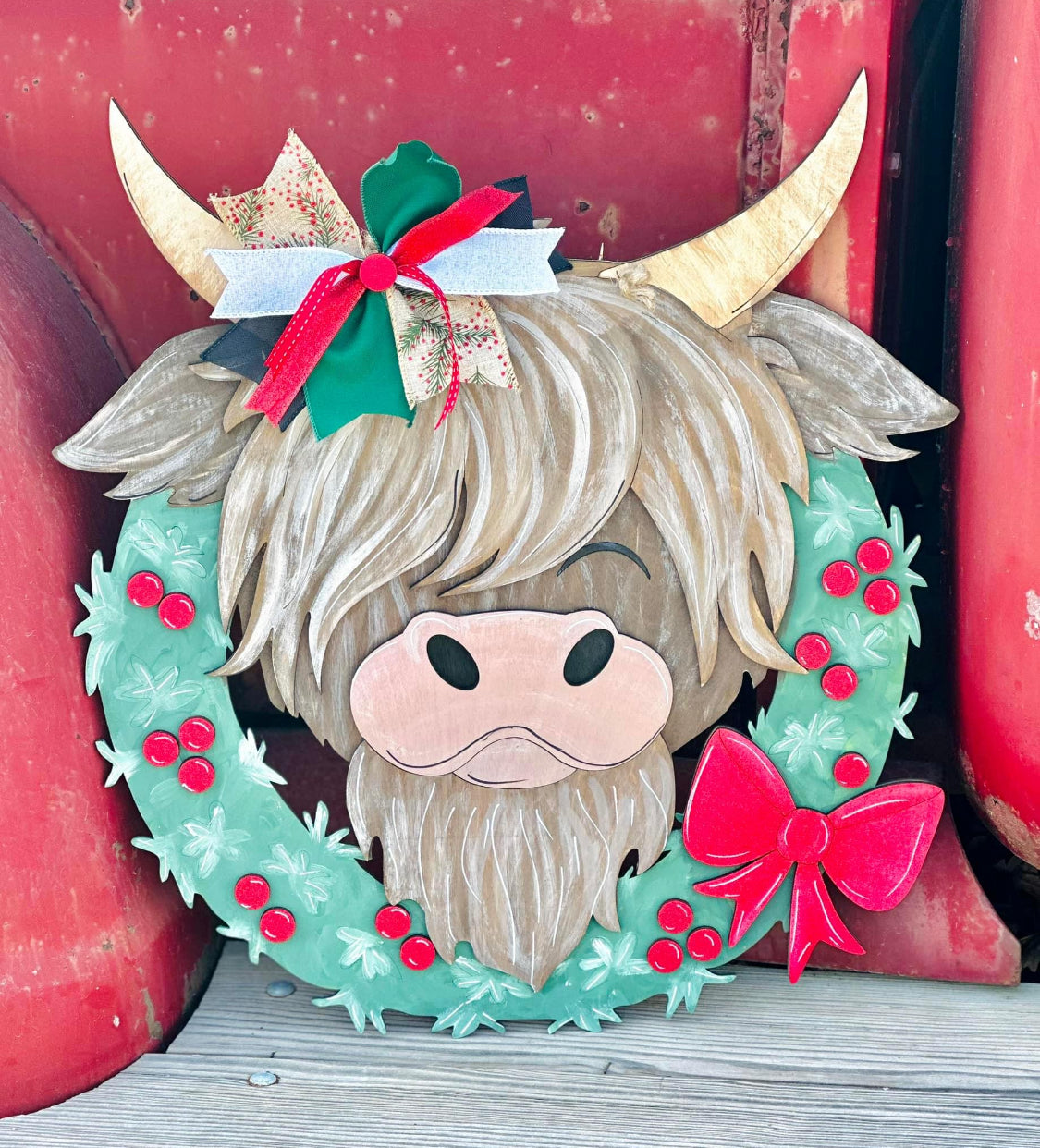 Highland Cow Wreath Doorhanger