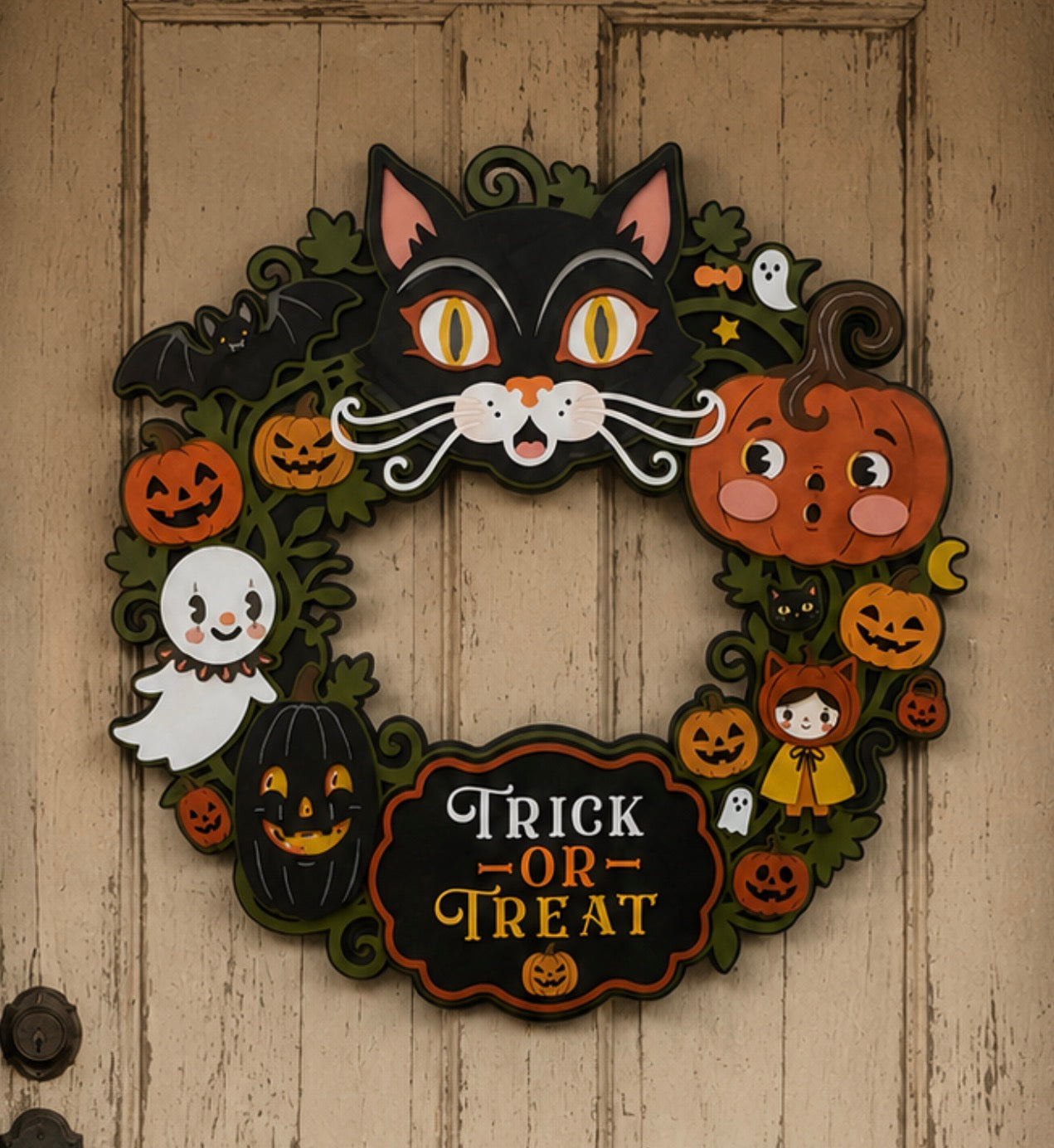 Retro Vintage Style Halloween Wreath