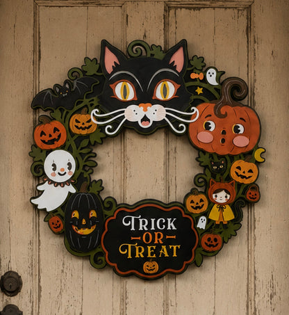 Retro Vintage Style Halloween Wreath