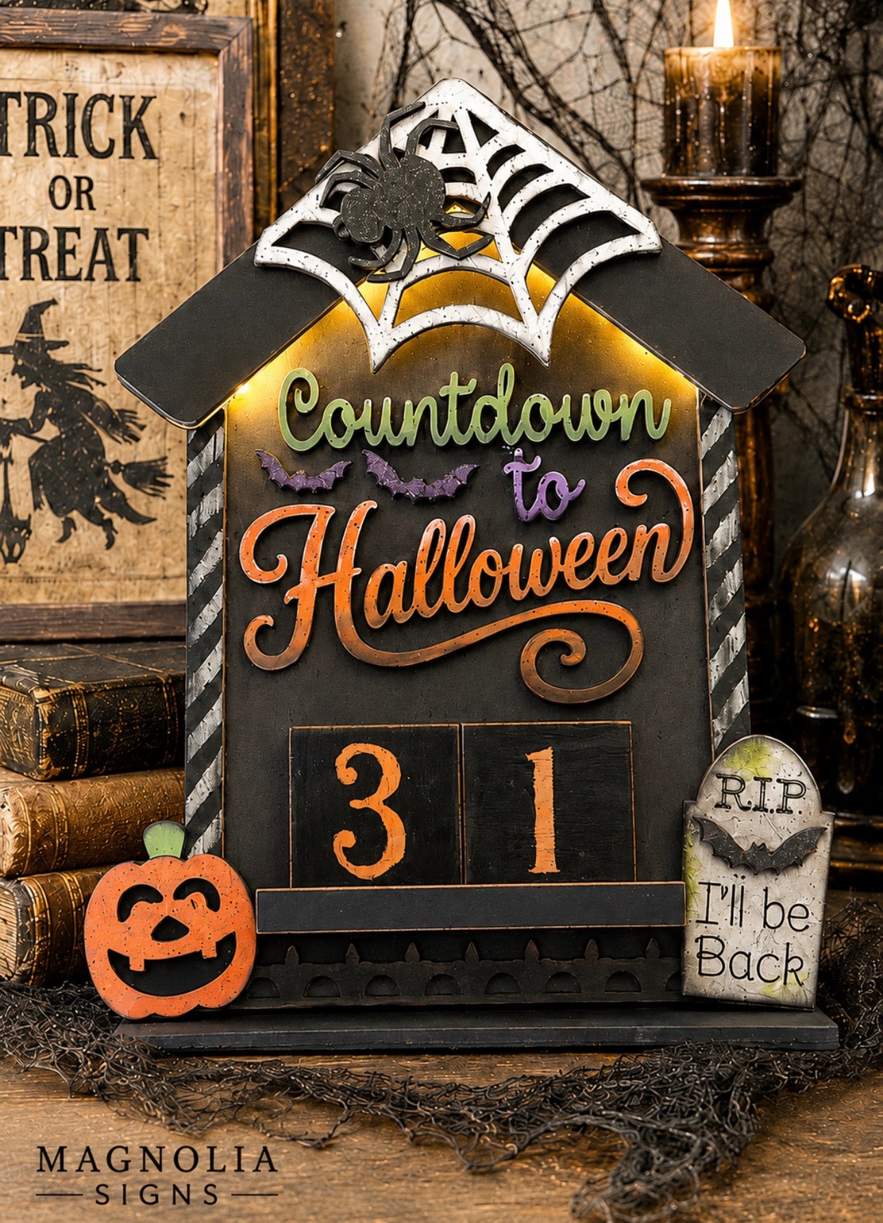 Countdown to Halloween Light-Up DIY Wood Sitter