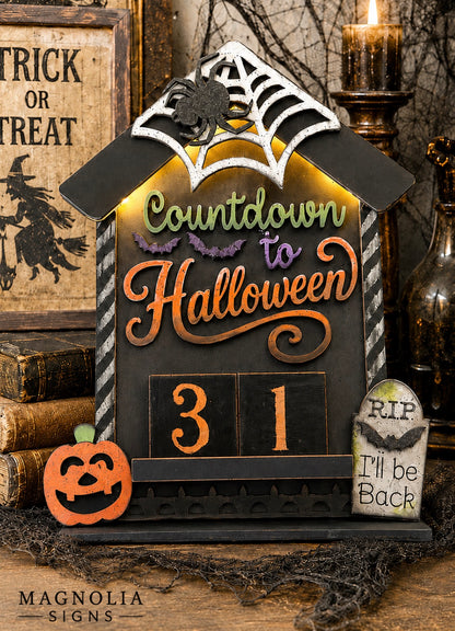 Countdown to Halloween Light-Up DIY Wood Sitter