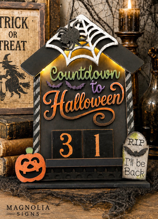Countdown to Halloween Light-Up DIY Wood Sitter