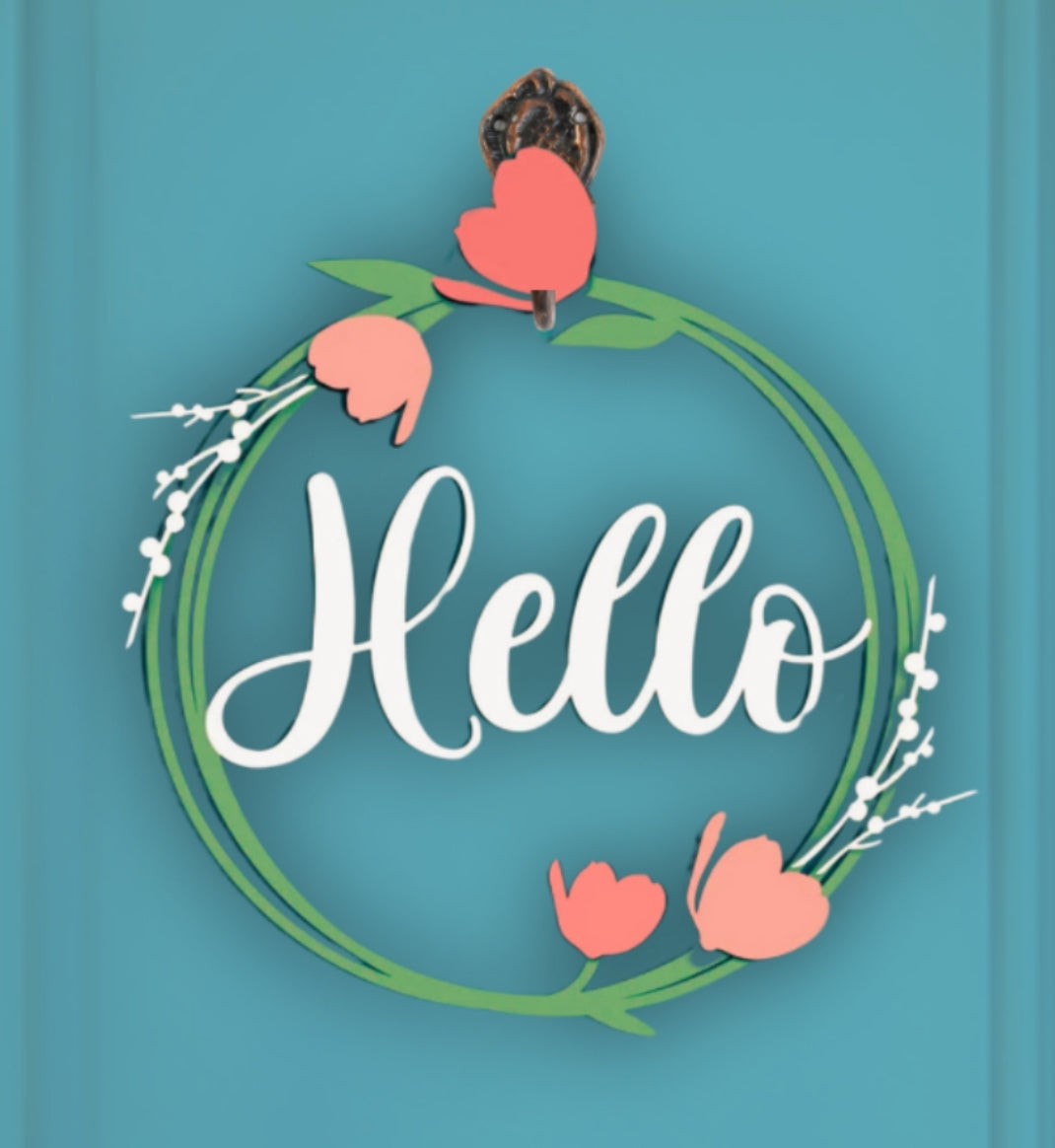 Hello Tulips Wreath Doorhanger