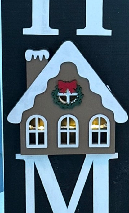 Light up Gingerbread House for interchangeable Porch sign