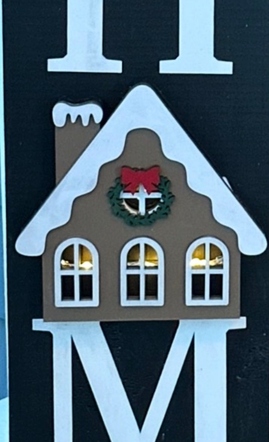 Light up Gingerbread House for interchangeable Porch sign