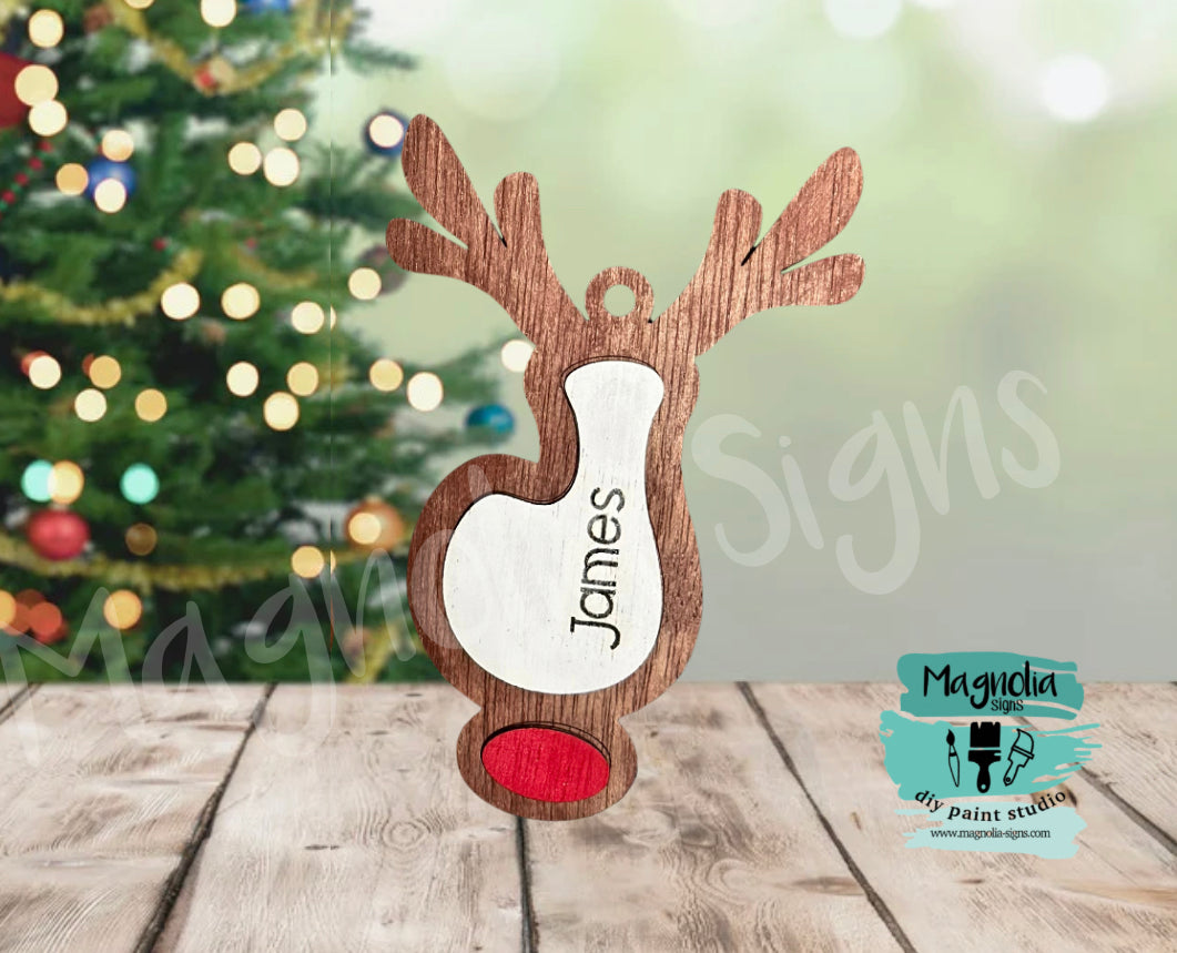 Personalized Retro Reindeer Initial Ornaments
