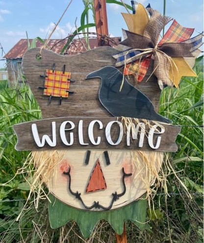 Reversible Scarecrow/Snowman Doorhanger