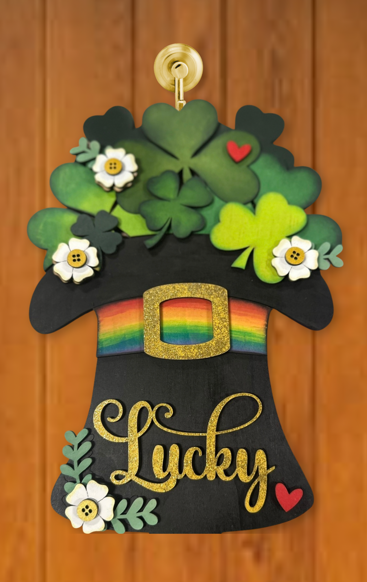 Lucky Hat with Clovers and Flowers