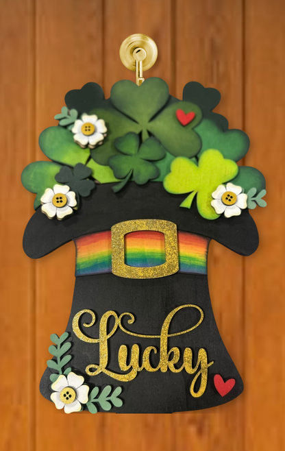 Lucky Hat with Clovers and Flowers