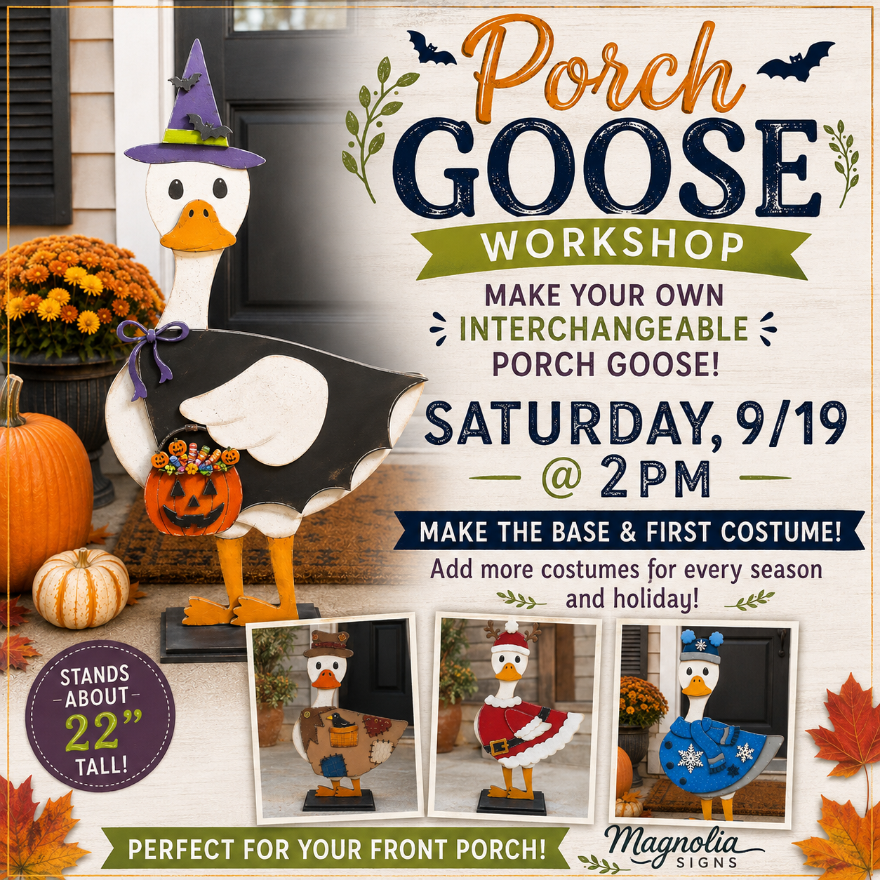 Porch Goose Workshop- Saturday 9/19 @ 2:00pm