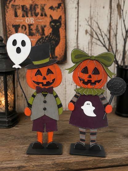 Vintage inspired Pumpkin Head Sitters