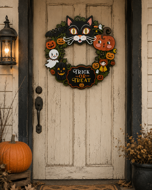 Retro Vintage Style Halloween Wreath