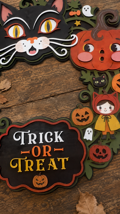 Retro Vintage Style Halloween Wreath
