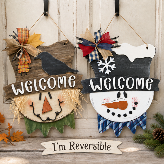 Reversible Scarecrow/Snowman Doorhanger