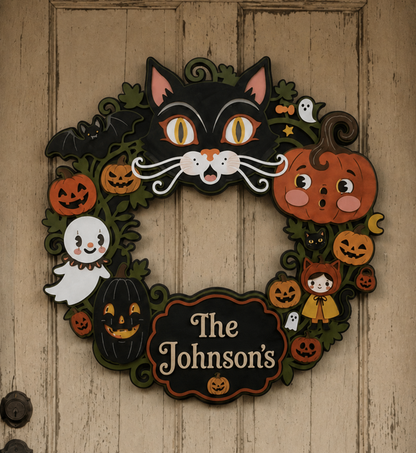 Retro Vintage Style Halloween Wreath