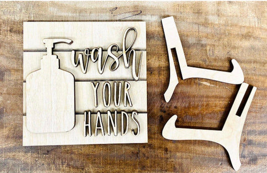 Wash your hands 3D sign with easel