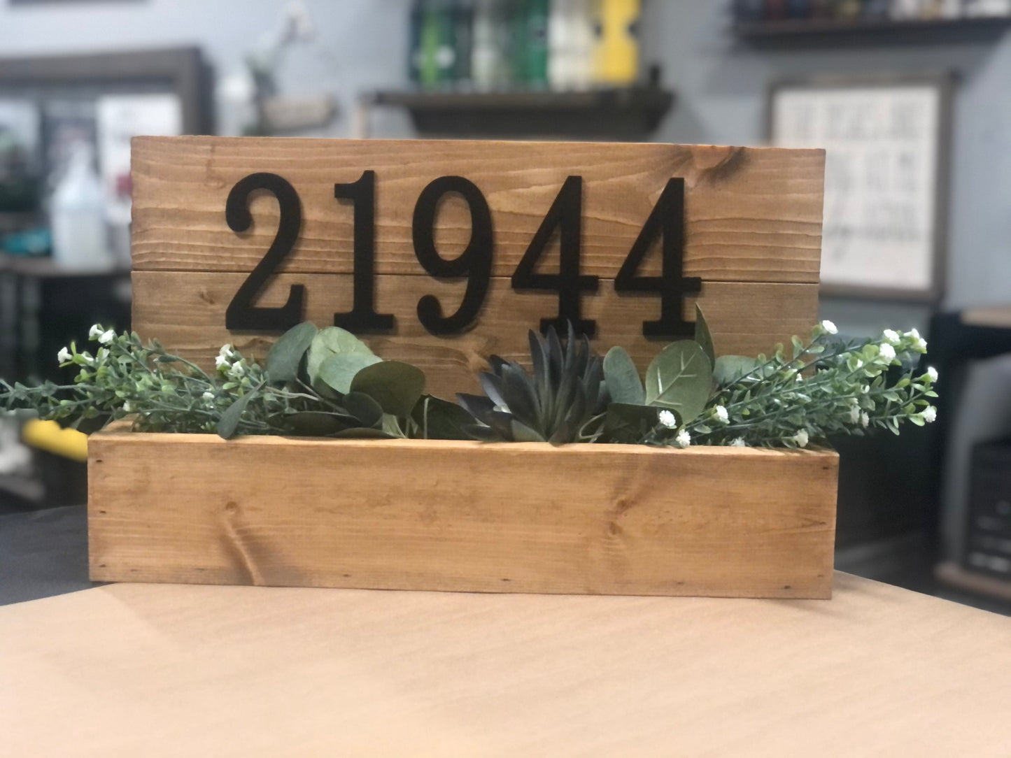 House Numbers with planter box