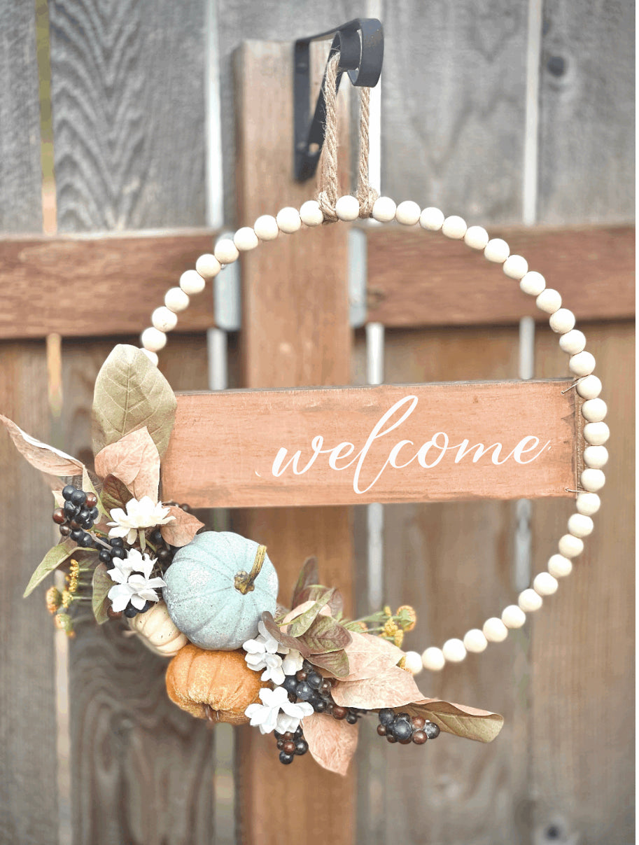 Fall Wood Bead Wreath