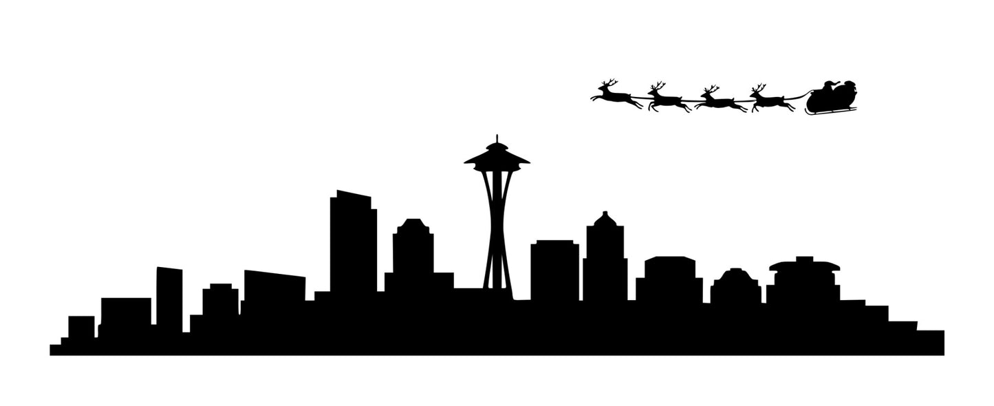Seattle Skyline with Santa’s Sleigh