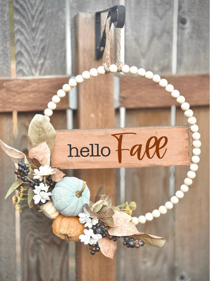 Fall Wood Bead Wreath