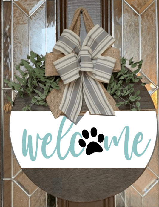 18” ROUND- Welcome with Paw