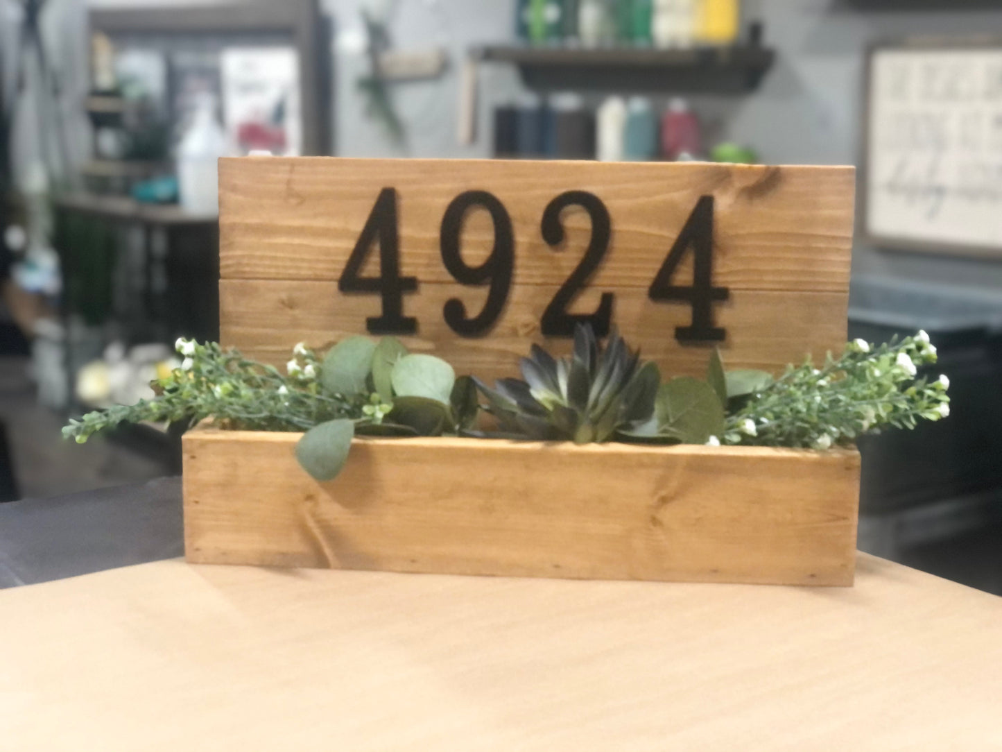 House Numbers with planter box