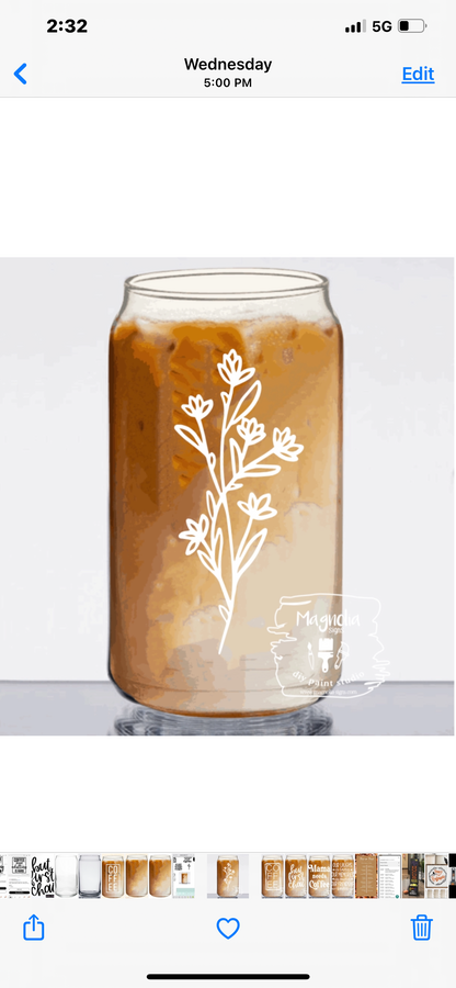 Can Glasses with Bamboo lid and straw