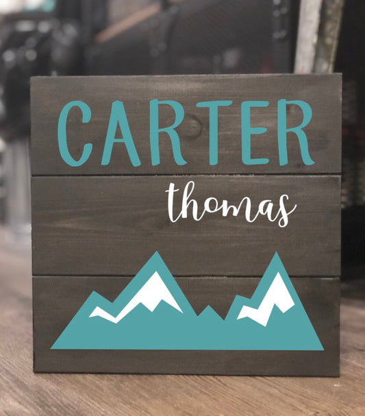 Nursery name sign- Mountains