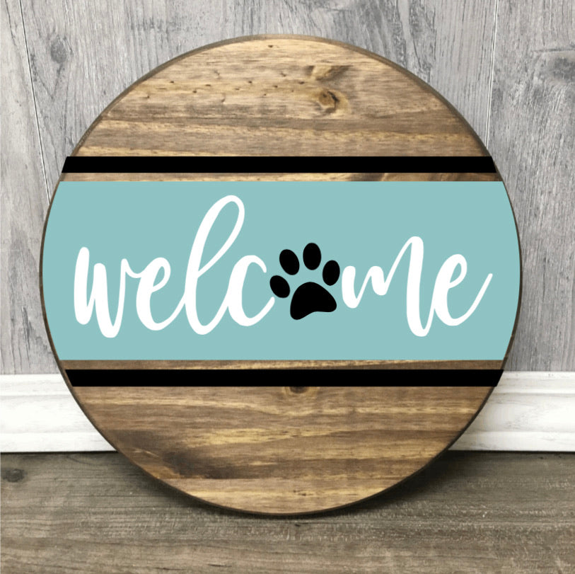 18” ROUND- Welcome with Paw