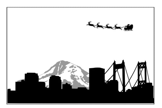 Tacoma Skyline with Santas Sleigh