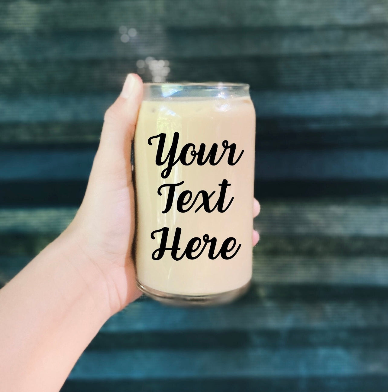 Can Glasses with Bamboo lid and straw