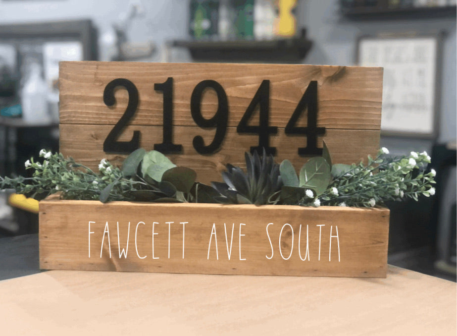 House Numbers with planter box