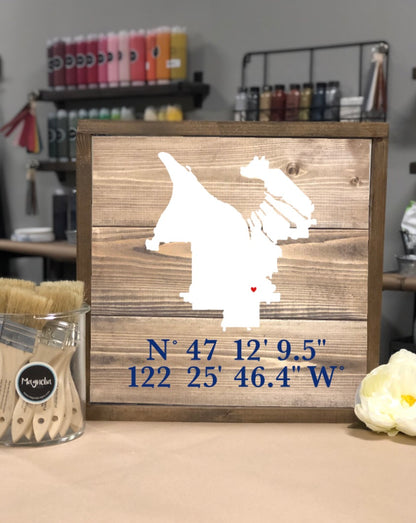 City Map Silhouette with Coordinates